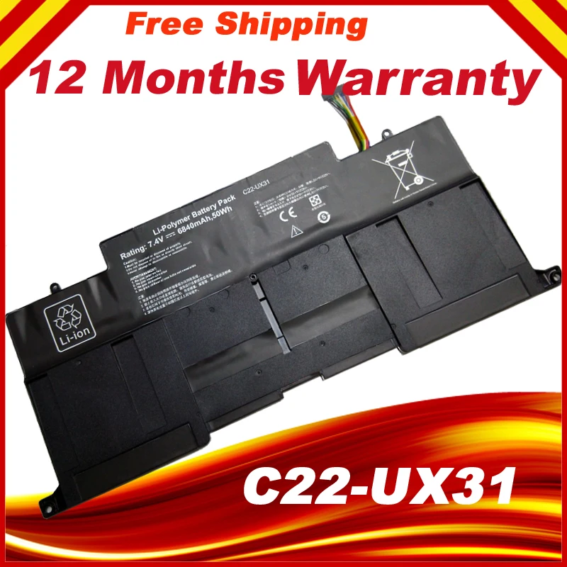 C22-UX31 C23-UX31 Аккумулятор для ноутбука Asus Ultrabook ZENBOOK UX31 UX31A UX31E 7 4 V 6840MAH 50WH | Компьютеры и