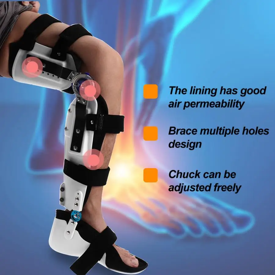 Регулируемое колено фиксированный фиксатор ноги ортопедические опоры протектор стабилизатор для левой стопы