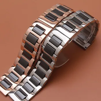 

New Ceramic Watchbands solid links Watch Straps Bracelets stainless steel Rosegold for dress wristwatches 16mm 18mm 20mm 22mm