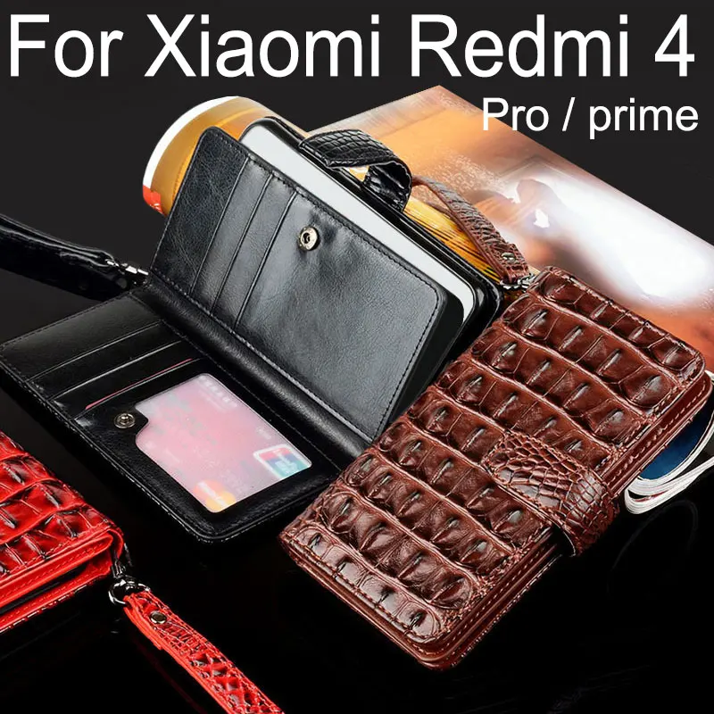For Xiaomi Redmi 4 Pro Case Luxury Crocodile Snake Leather Flip Business Style Wallet Cases For