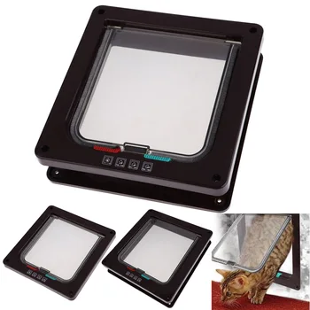 

4 Way Lockable Door for Small Pets Animals Pet Dog Cat Door Kitten Safe Flap Gate Coffee Security Pet Supplies Products for Cats