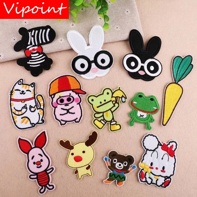 

VIPOINT embroidery rabbit zebra patches cats pig frog bear patches badges applique patches for clothing YX-81