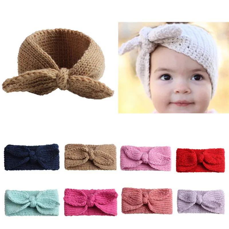 Baby Kids Cute Headbands Toddler Girls Cute Princess Knit Bow Headbands