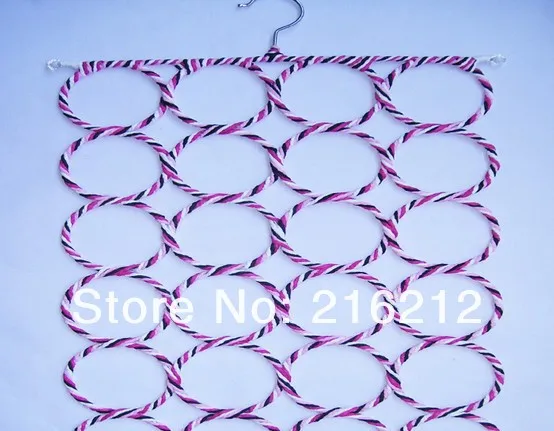 28-hole Ring Hook Rope Storage Hanger Organizer Slots Holder Scarf Wraps JD