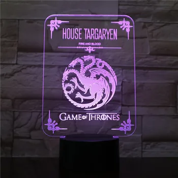 

House Targaryen Logo Desk lamp bedside Touch Sensor 7 Color Changing Child Kids Blood and Fire Game of Thrones LED Night Light