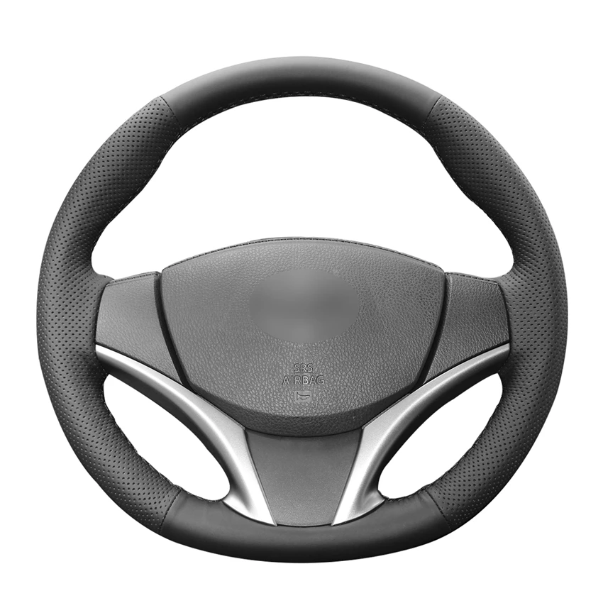 Сшитый вручную черный PU искусственная кожа Чехол рулевого колеса автомобиля для Toyota Vios