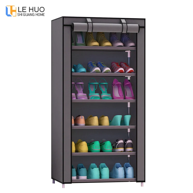 

6 Tier Shoe Cabinet Premuim Metal Fabrics Shoe Shelf Organizer DIY Removable Shoe Storage Rack for Storing Shoes Heels Boots