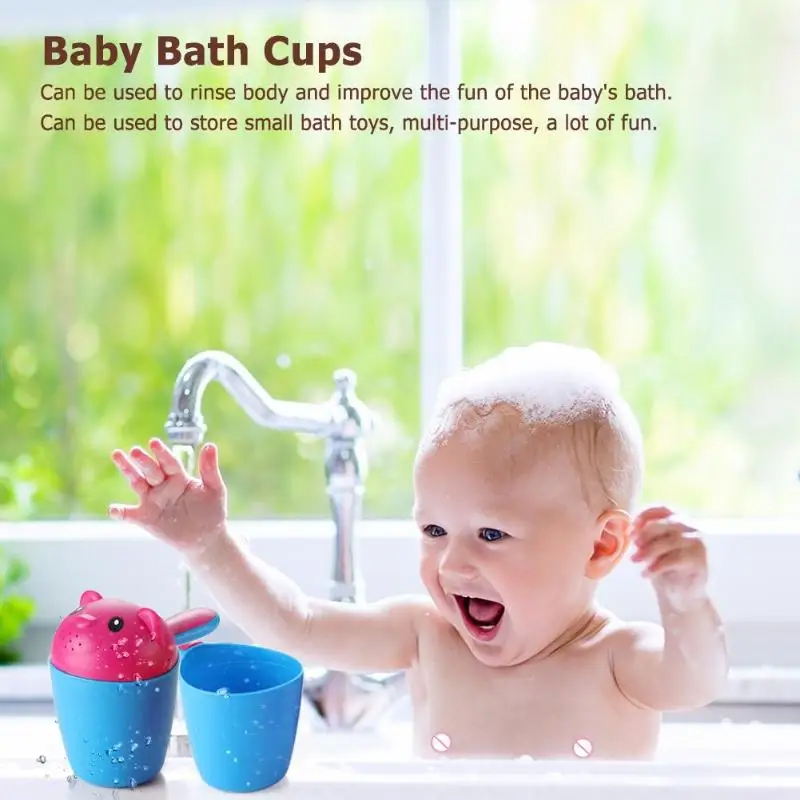 Мультфильм Детские чашки для ванны Новорожденный ребенок душ Шампунь чашка для купания ковш ложка Два цвета детский медведь шампунь чашка