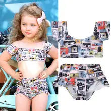 Стильный купальный костюм из 2 предметов для новорожденных девочек, купальный костюм, пляжный комплект бикини