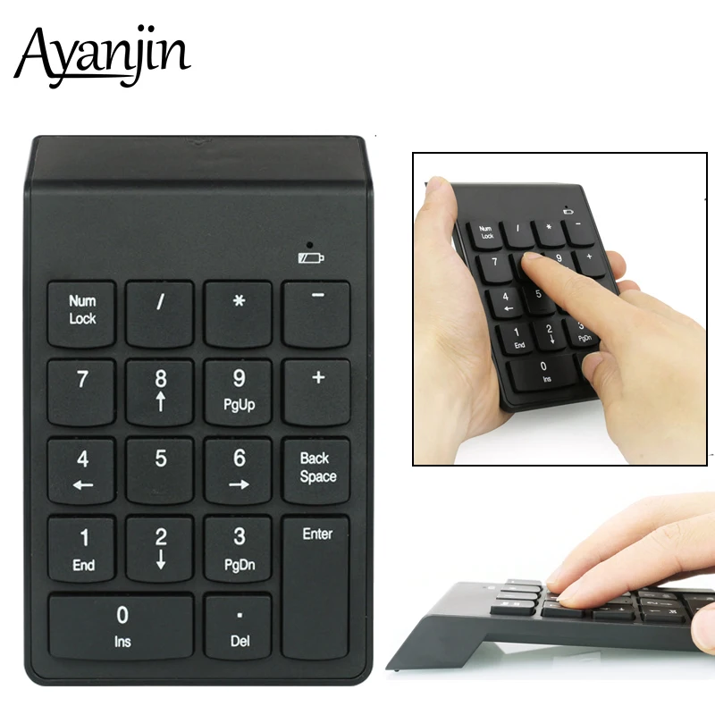 

AYANJIN Wireless 2.4G Mini USB 18 Keys Ergonomics Wireless Keyboard Numeric keypad digital Number Keyboard For Laptop Notebook