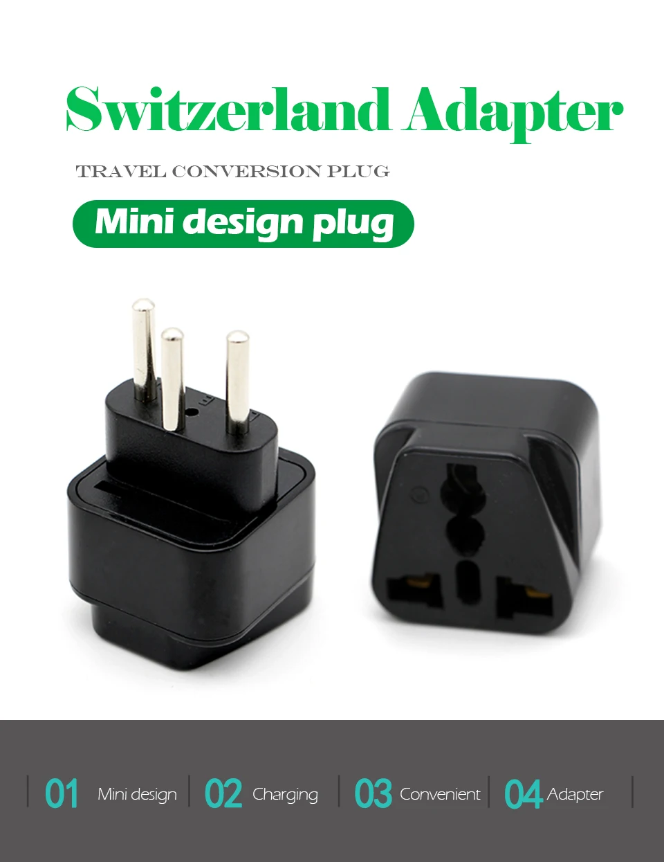1PC Universal AC 250V 10A16A EU AU US UK to Switzerland Swiss AC Power Travel Plug 3 Round Pin Adaptor Wireless Conversion Plug (1)