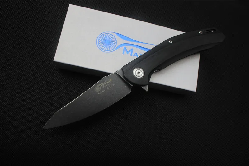 Складной нож Maxace Wind Flipper, лезвие: S35VN, Ручка: G10, тактические карманные ножи для выживания на открытом воздухе, инструменты для повседневного использования - Цвет: Black Black Blade