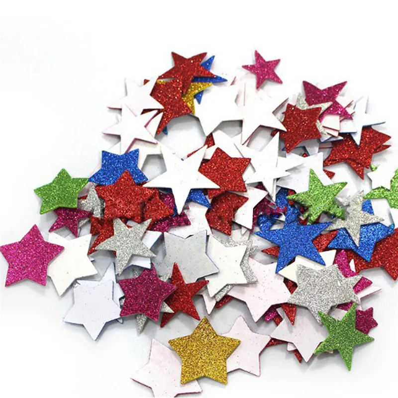 

60PCs/ Pack Mix Color Glitter Foam Star Sticker Scrapbooking DIY Cheap Kindergarten Craft Kids Birthday Party Wedding Decoration