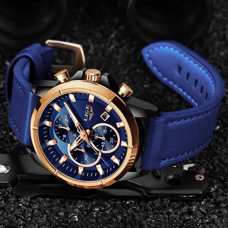 

Relogio Masculino LIGE Fashion Mens Watches Top Brand Luxury Men's Sport Watch Men Casual Leather Quartz Waterproof Wristwatch