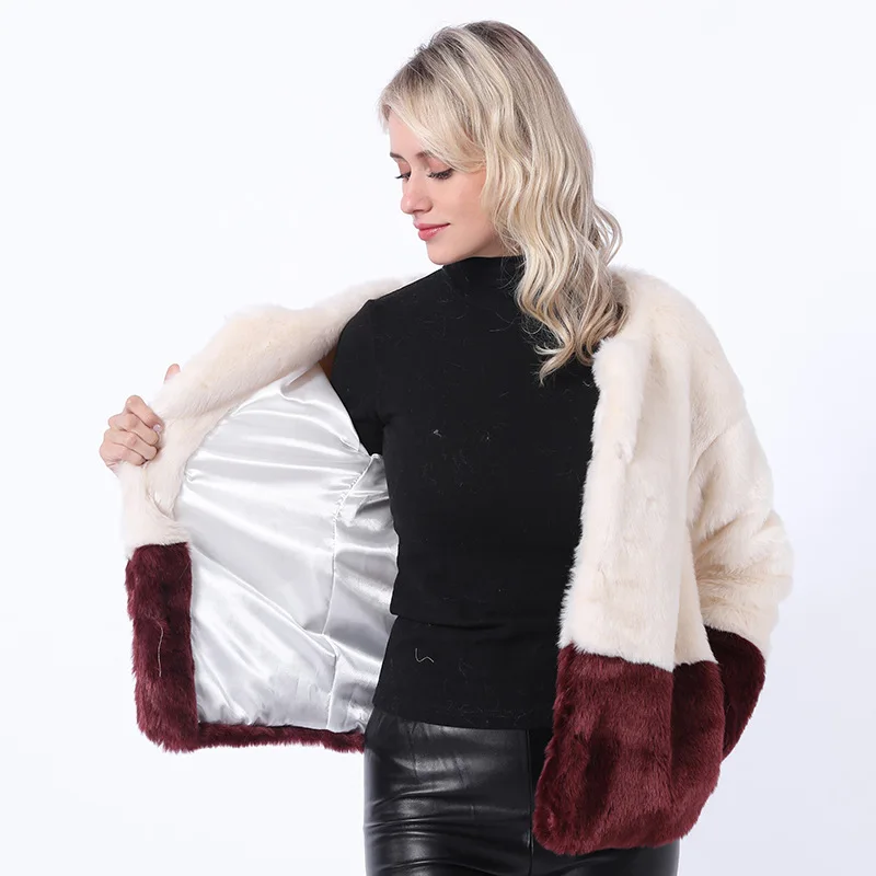 Spring and Autumn Imitation Fur Coat New Commuter Rabbit Hair Jacket Imitated Leather Jacket for  Women Faux Fur Coat