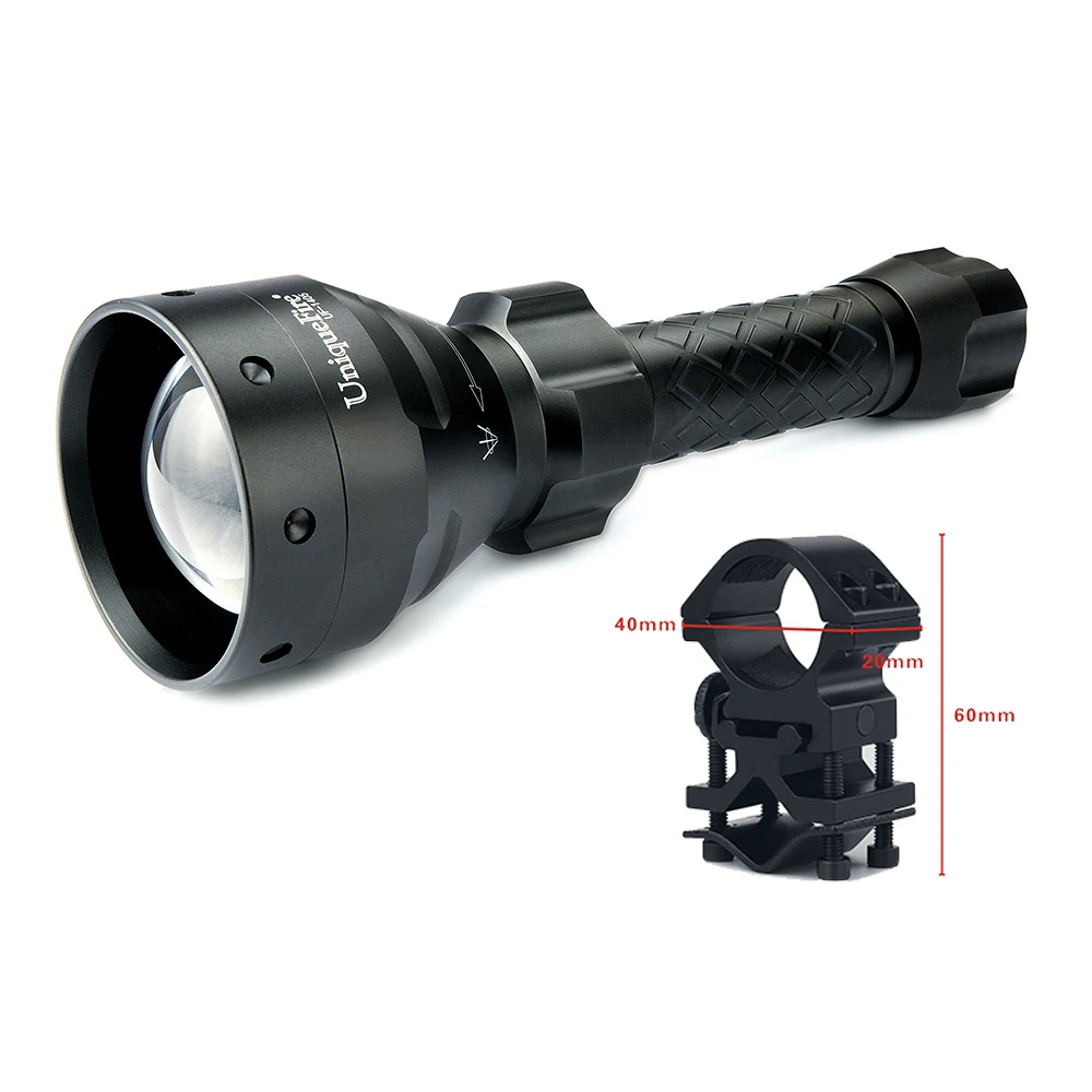 

UniqueFire 1405 IR 850NM LED Night Vision 67mm Lens Zoomable Flashlight + Scope Mount Waterproof 3 Modes For Camping and Hunting