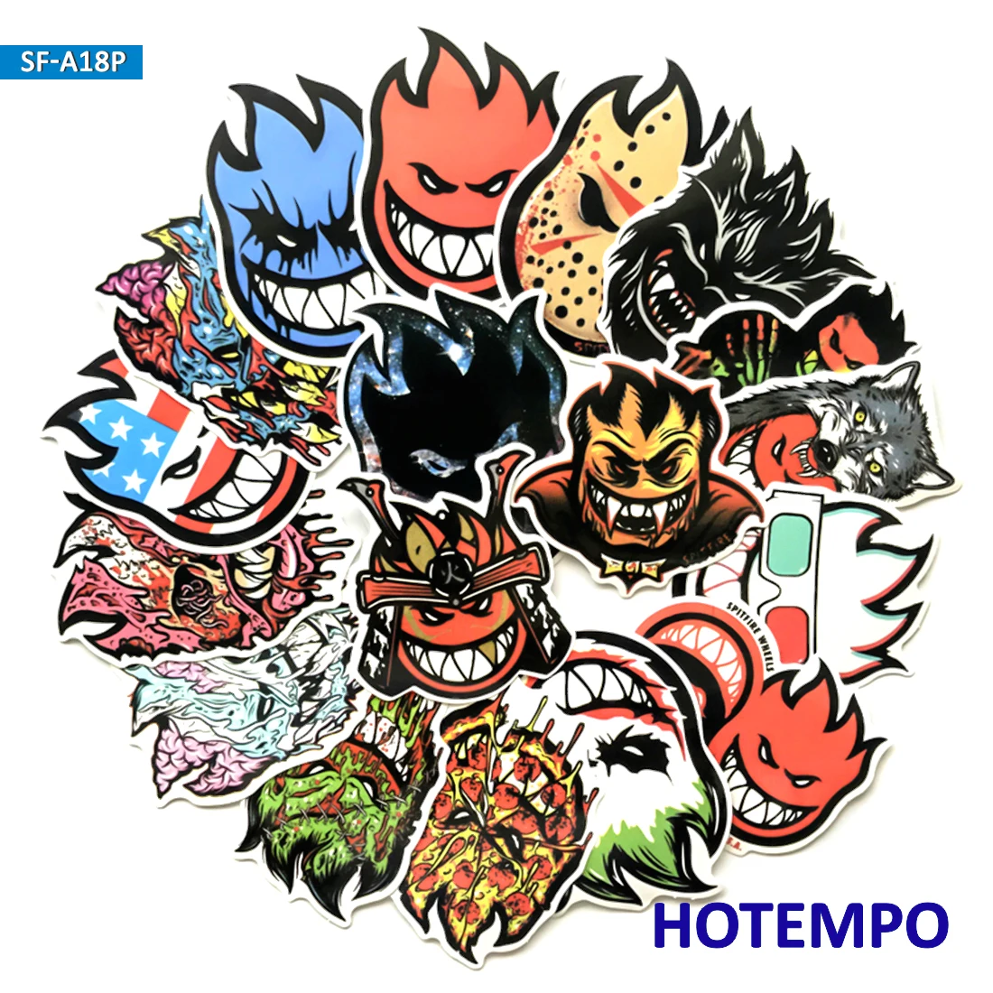 18pcs PVC Waterproof Funny Spitfire Style Stickers for Mobile Phone Laptop Luggage Case Skateboard Fixed Gear Bike Car Stickers 18pcs PVC Waterproof Funny Spitfire Style Stickers for Mobile Phone Laptop Luggage Case Skateboard Fixed Gear Bike Car Stickers