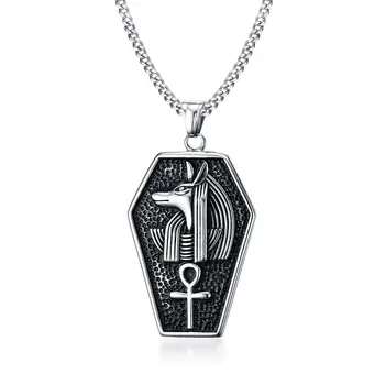 

Anubis Necklace Stainless Steel Men's Egyptian Ankh Necklaces Gift Ideas for Him Pendant