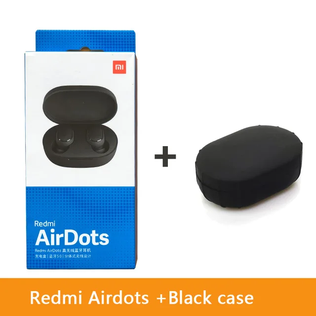 Оригинальные беспроводные Bluetooth наушники Xiaomi Redmi Airdots, стерео наушники с басами, TWS Bluetooth 5,0, управление AI для Xiomi Redmi Note 7 6 - Цвет: add Black Case