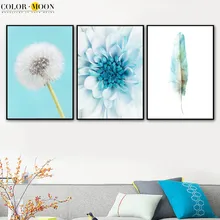 

COLORMOON Dandelion Feather Posters and Prints Wall Art Canvas Painting Nordic Canvas Prints Wall Pictures For Living Room Decor