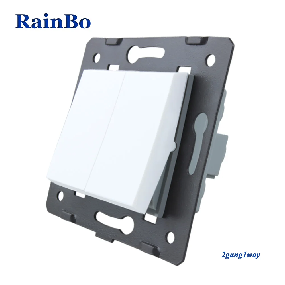 RainBo 2gan1way-кнопочный переключатель-части пластик-материалы DIY-функция аксессуара-ключ настенный выключатель ЕС-стандарт A721W/B