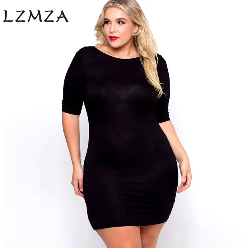 LZMZA Hollow Out Summer Dress Translucent Sexy Dress women Plus Size