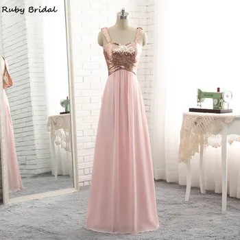 

Ruby Bridal Luxury Long A-line Evening Dresses Cheap Rose Gold Chiffon Pleats Vestido De Festa Strapless Prom Party Gown R302