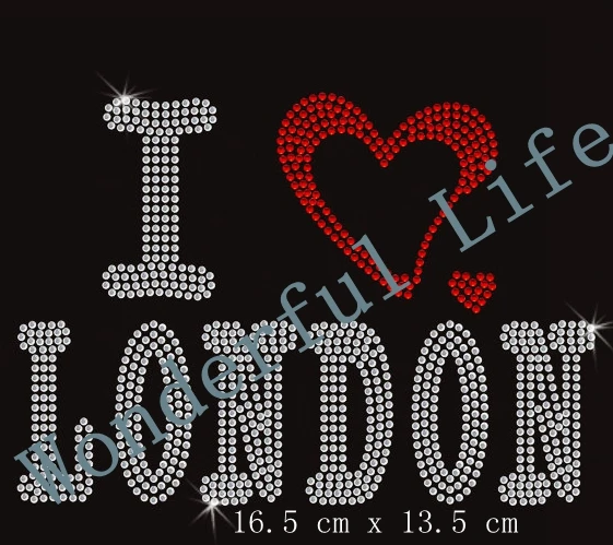 YX Бесплатная доставка Love London Iron On Bling Transfer design|iron on bling|iron transfersiron transfer |