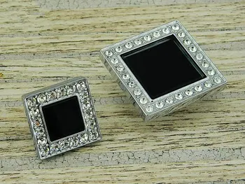 

Square Rhinestone Knobs / Glass Crystal Dresser Drawer Knobs Pulls Handles / Cabinet Knobs Handle Pull Bling Silver Clear Black