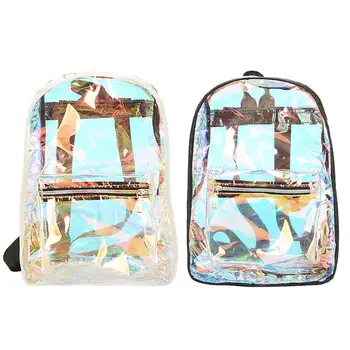

Women Transparent PVC Hologram Laser Backpack Transparent Girls Shoulder Bag Casual School Backpack Women's Backpack Travel Bag