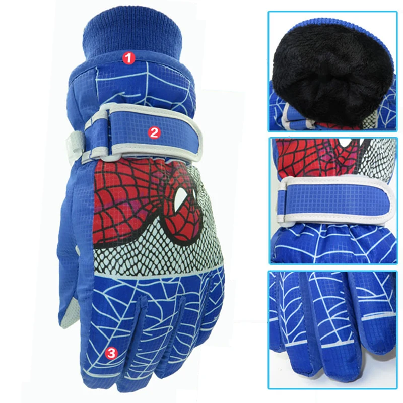 Зимние теплые лыжные перчатки, детские варежки для снегохода, водонепроницаемые перчатки для катания на лыжах и сноуборде, Детские перчатки для мальчиков и девочек