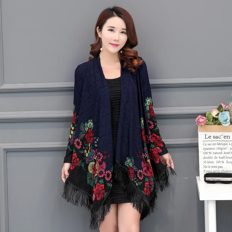 New  Jackets Coats Women 2019 Spring Floral Tassels Vintage Casual Lady Coats Chaqueta Plus Size L~4XL 5