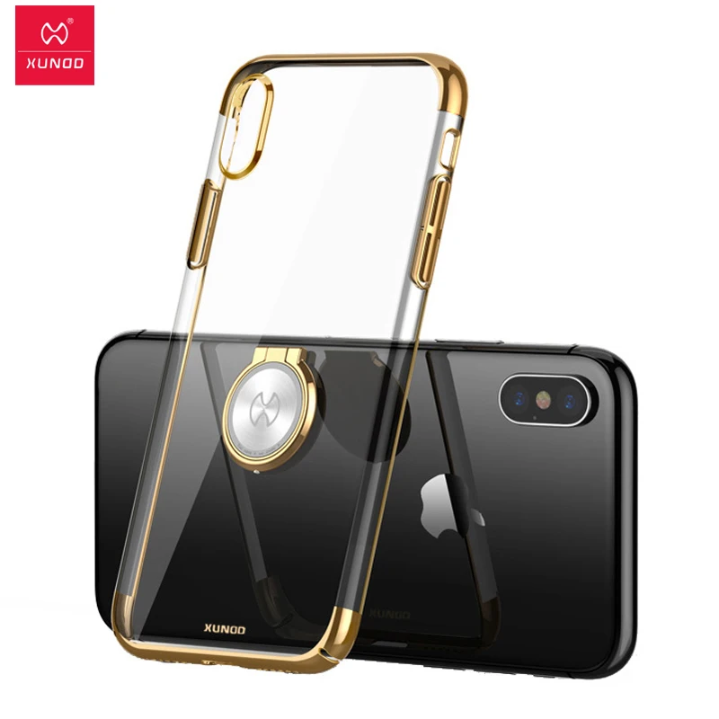 

Xundd Luxury Clear Case For iPhone XS Max Magnetic Car Holder Metal Ring Holder Hard PC Back Cover For iPhone XS XR X Case
