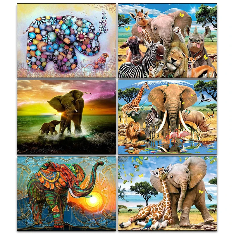 Diamond Embroidery 5D DIY Diamond Painting Elephant &amp;amp;amp;amp;amp;amp;amp;amp;amp;amp;amp;Colorful Colors Diamond Painting Cross Stitch Rhinestone Mosaic