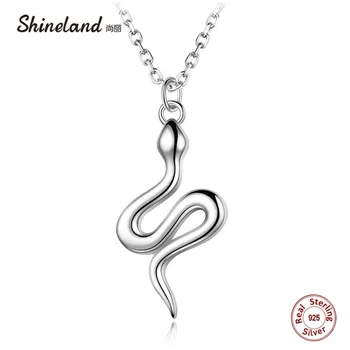 

Shineland 2020 Statement Animal Snake Shape Pendants Real 925 Sterling Silver Necklace for Women Men Fashion Party Jewelry Gift