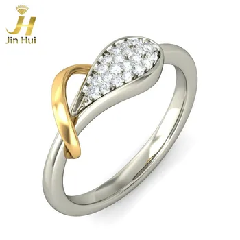 

Jinhui Unisex The Mave Ring Solid 18K White 750 Gold 0.133CT Natural Diamond Jewelry Free Engraving
