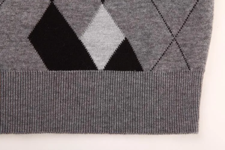 Новейшая Осенняя мода с узором «ромбиками» мужской кашемировый свитер с v-образным вырезом жилет