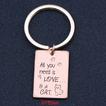 

Charm Jewelry Engraved All You Need Is Love Is A Cat Keychain Stick Figure Cat For Cat Lover Gift Holder Exclusive Tag