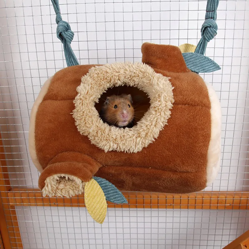  Plush Stump Hamster Tunnel Hammock Hanging Nest Soft House Bed Cage For Mini Animal Small Pet Mice 