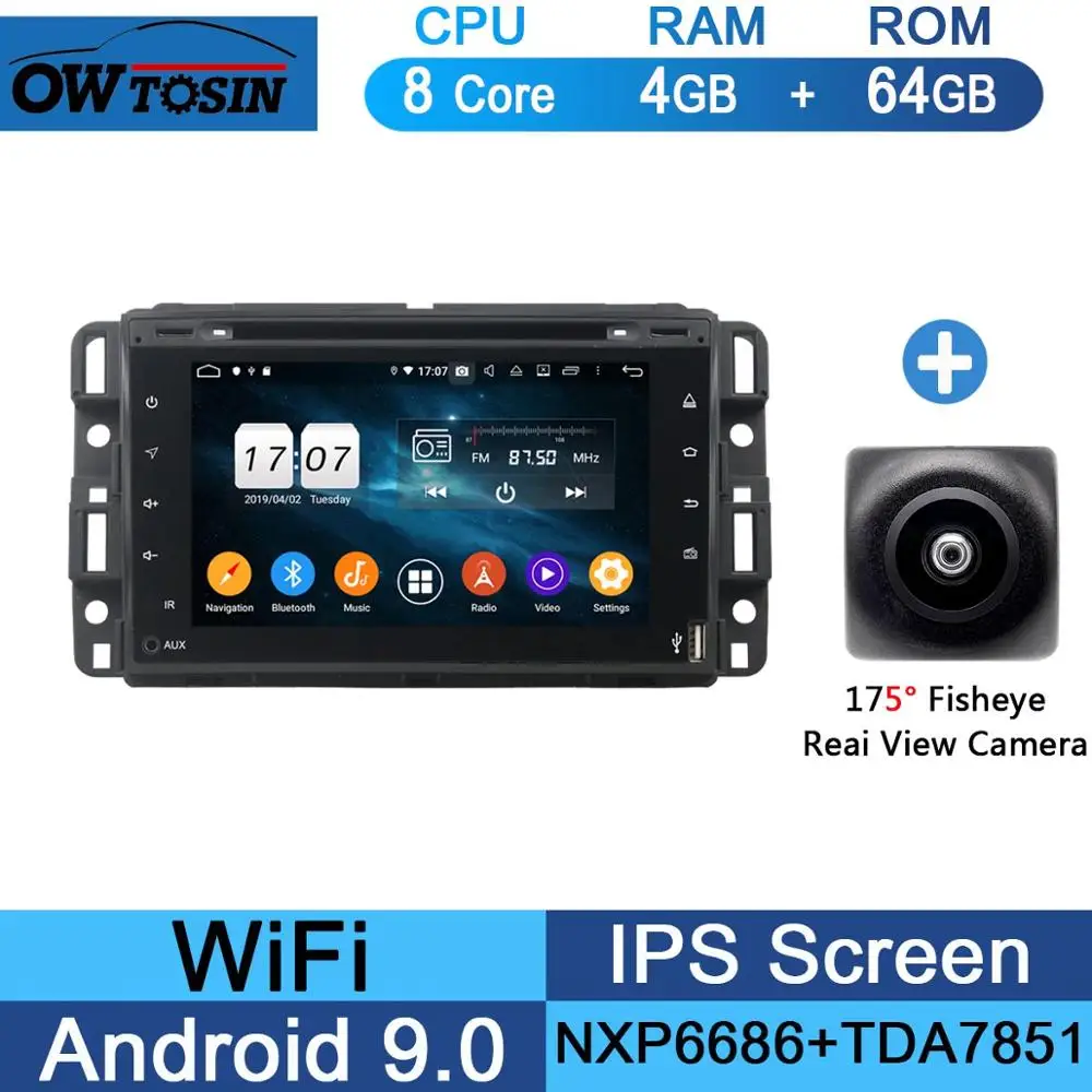 " ips 8 Core 4G+ 64G Android 9,0 автомобильный DVD радио gps для GMC Yukon Sierra Tahoe передняя фара для Chevy Express Impala Cobalt Equinox DSP CarPlay - Color: 64G Fisheye Camera