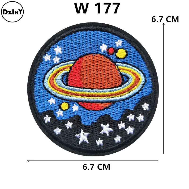 1 шт. круглые НЛО вышитые патчи железные нашивки для одежды DIY мотив полосатая одежда наклейки астронавт значки@ Q - Цвет: 1-PCS-W-177