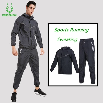 

New Quick Sweating Sports Suits Men's Gym Clothes Running Jacket Pants Set Lose Weight Slimming Workout Jogging Suits