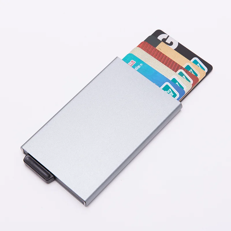 Автоматическая алюминиевая ID визитница для мужчин Бизнес RFID Блокировка кошелек