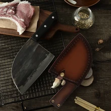 XYj кухонный мясницкий нож для ножей нож для мясника Высокоуглеродистая сталь ручной работы кованый нож для нарезки полный Tang шеф-повара нож с оболочкой