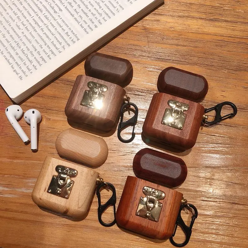 

For Airpods Case Cute For Airpods 1:1 Charging Box For Airpod Bluetooth Headset Metal Wooden Box Luxury Shock Protection Cover