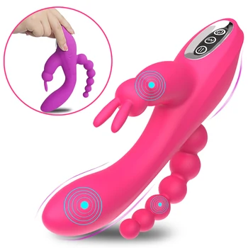 G Spot Dildo Rabbit Vibrator for Women 3-in-one function Vibration Waterproof Female Vagina Clitoris Massager Sex Toys for woman 1