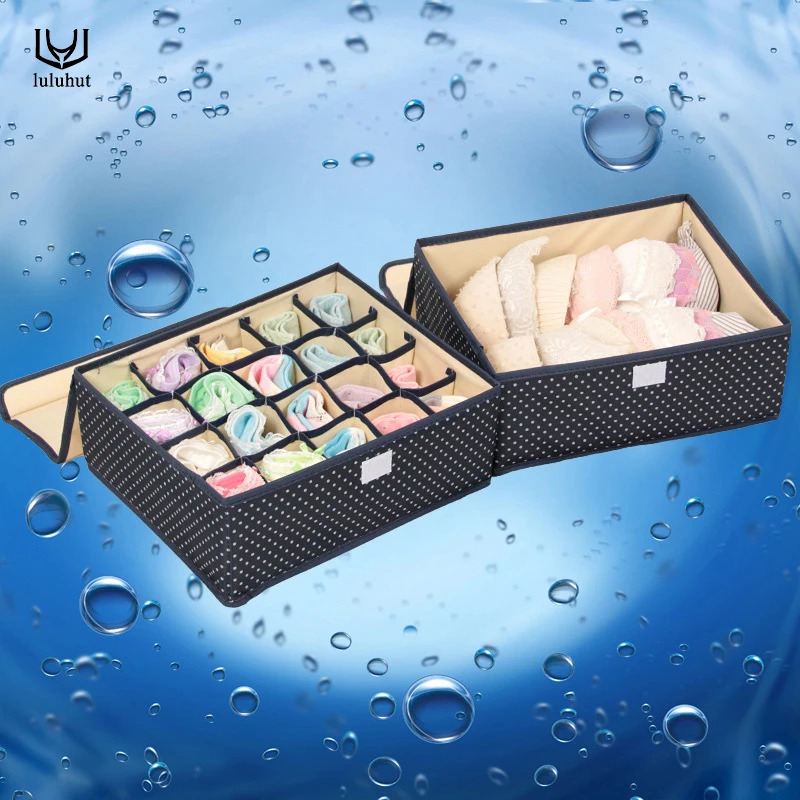 

luluhut 2Pcs/Set thicken colorful storage box ties socks bra underwear container drawer closet organizer home storage