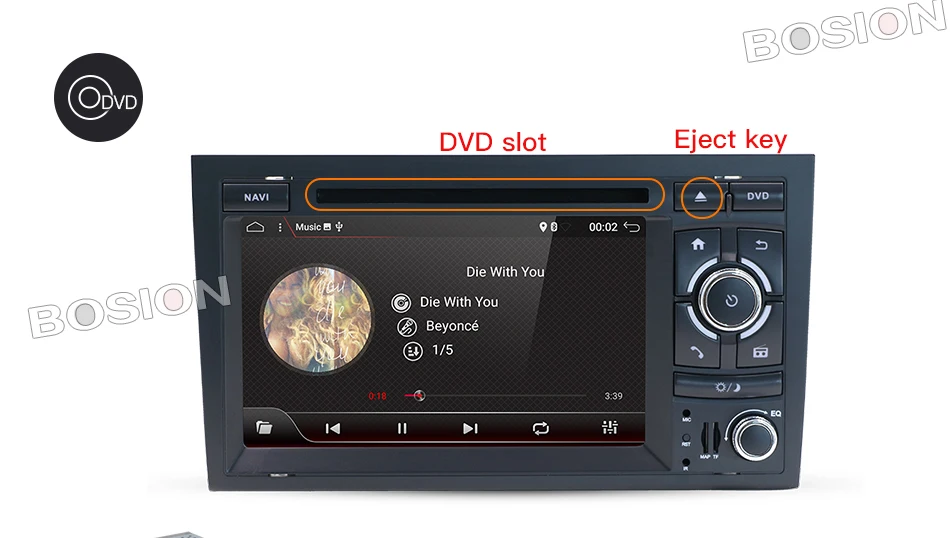 Excellent Free Canbus 1024*600 Quad Core Android 8.0 Car DVD Player for Audi A4 2002-2007 S4 RS4 8E 8F B9 B7 RNS-E (DTV DAB+ Optional) 3