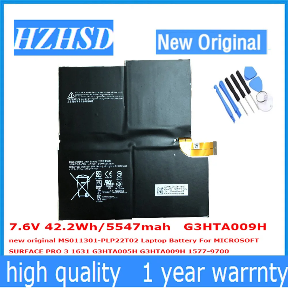  7.6V 42.2Wh/5547mah G3HTA009H new original MS011301-PLP22T02 Laptop Battery For MICROSOFT SURFACE P