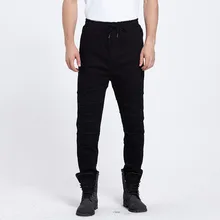 Мужские Джинсы Мужские Шнурок Slim Fit Джинсовые Бегунов Мужские Бегуны Джинсы Брюки Мужчины Стретч Эластичный Жан Карандаш Брюки Случайные